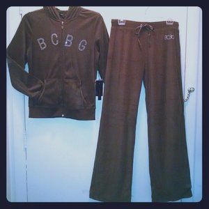 Vintage BCBG Brown terrycloth fashion sexy sweatsuit